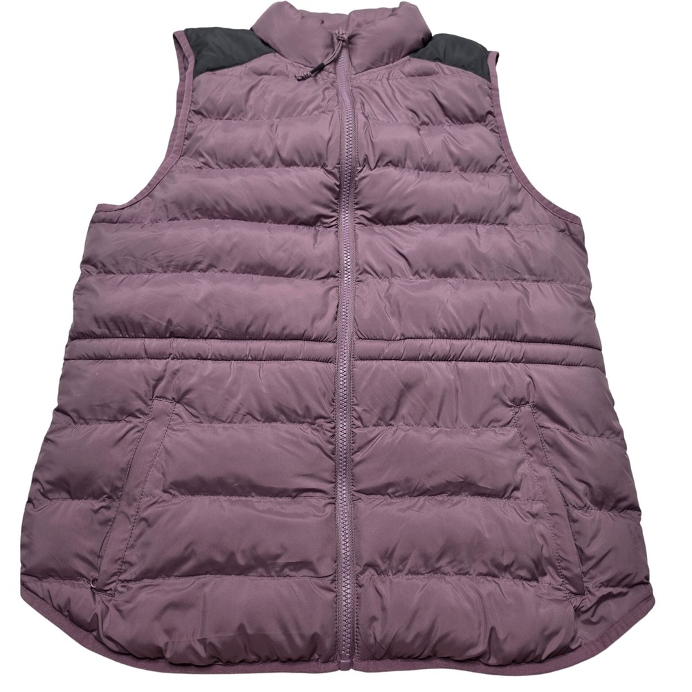 Fabletics Womens Puffer Vest Purple Black Quilted Full Zip JT2357079 M